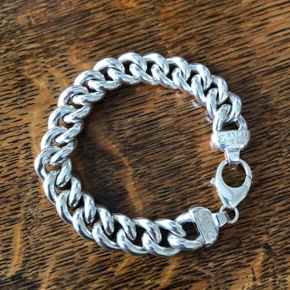 $138 Italian Estate Sterling Silver BraceletMarked Ca 925 Italy42.8 grams